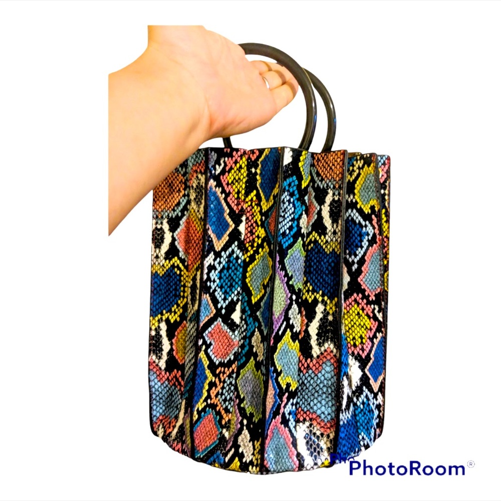 Animal Print Faux Snakeskin Bucket Purse Bag NWT